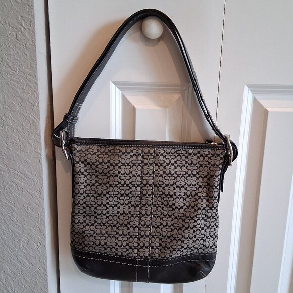 Coach F10417 Signature C Jacquard & Leather Trim Crossbody/Shoulder Bag - Picture 2 of 16